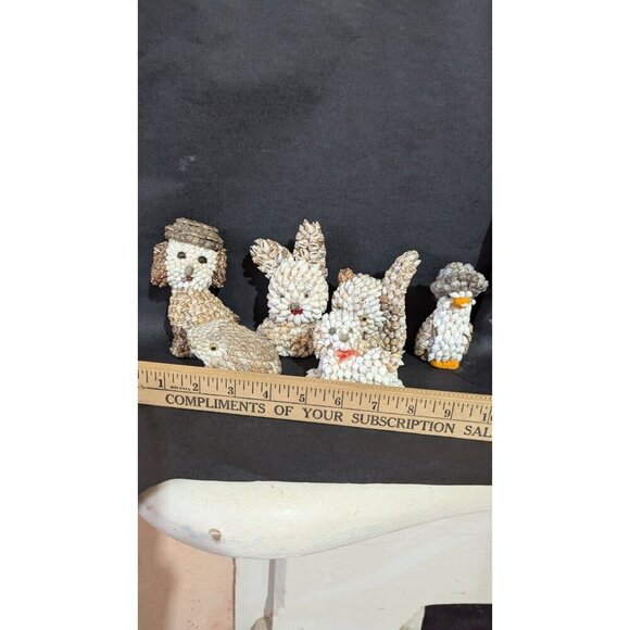 Set Of 6 Adorable Seashell Animal Figurines dog rabbit frog squirrel duck - Picture 6 of 8